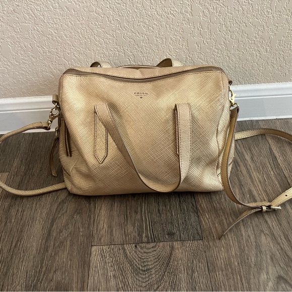 Gold Fossil Sydney Crossbody Satchel - Picture 1 of 7